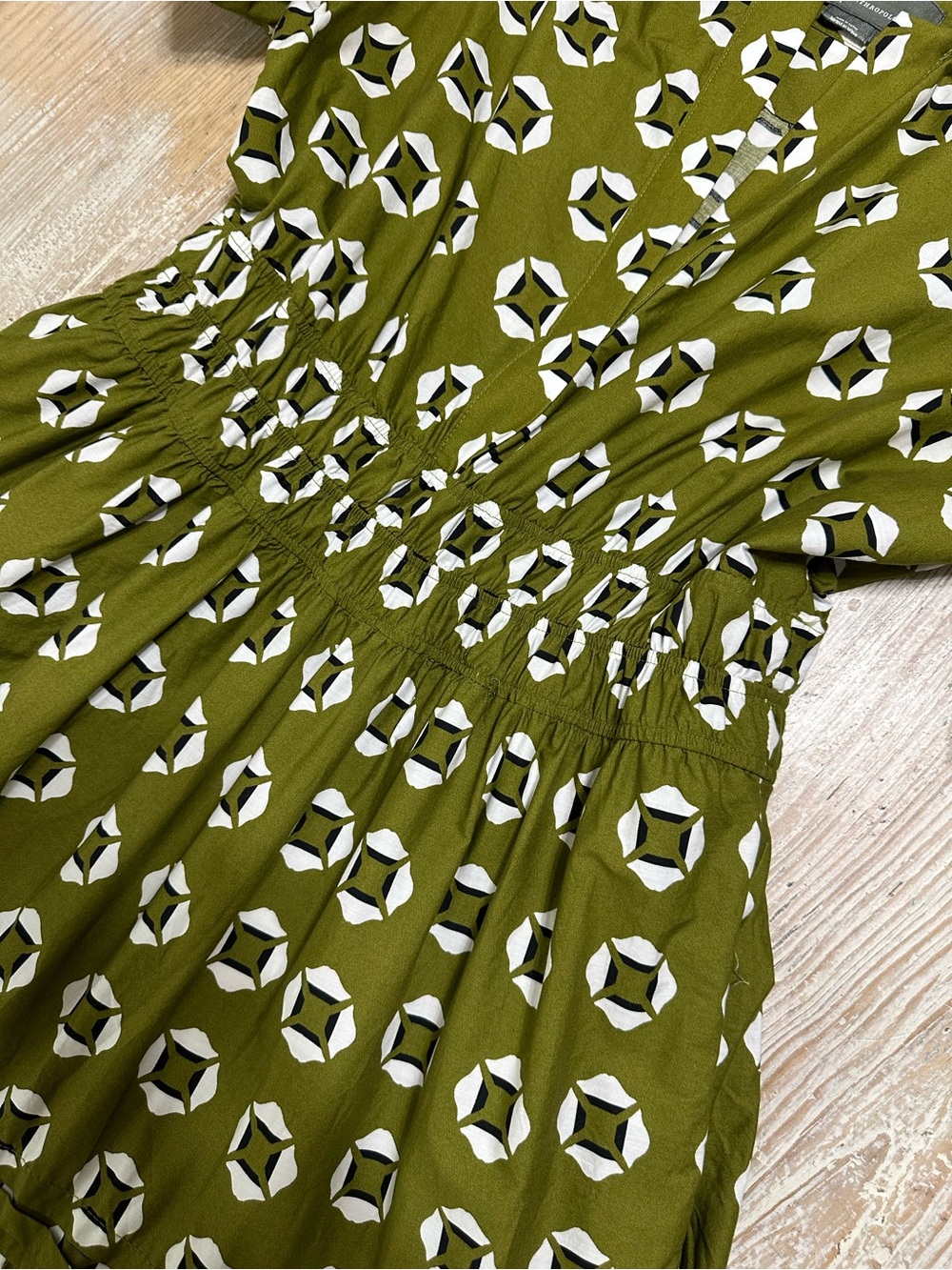 Anthropologie Somerset Olive Green Geometric Tiered Maxi Dress Sz L Cotton - Picture 10 of 15
